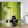 Zen Shower Curtains Black Stone Green Bamboo Lotus Spa Candle Purple Orchid Natural Leaf Bathroom Curtain Meditation Bath Decor