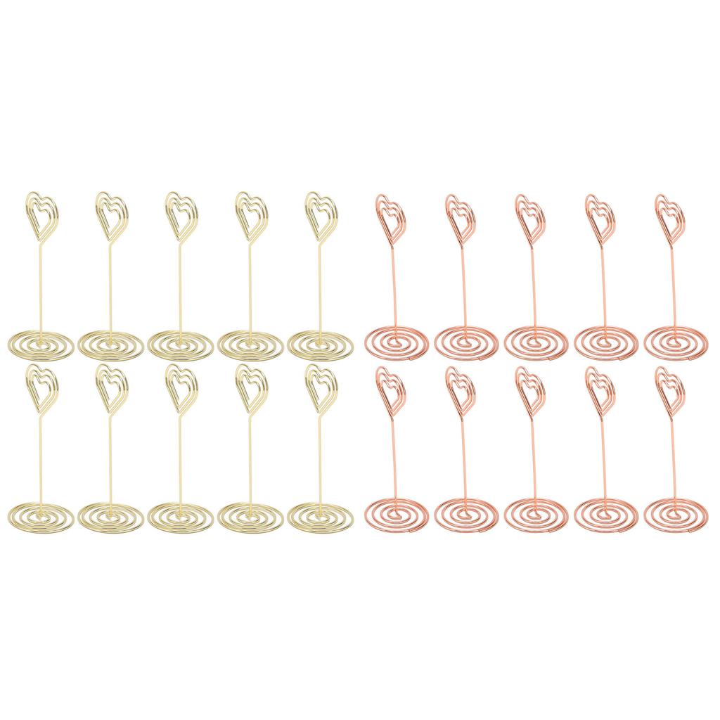 10 шт., многослойные подставки для номеров столов в форме сердца, устойчивое основание, гальванизированный металлический держатель для карточек 