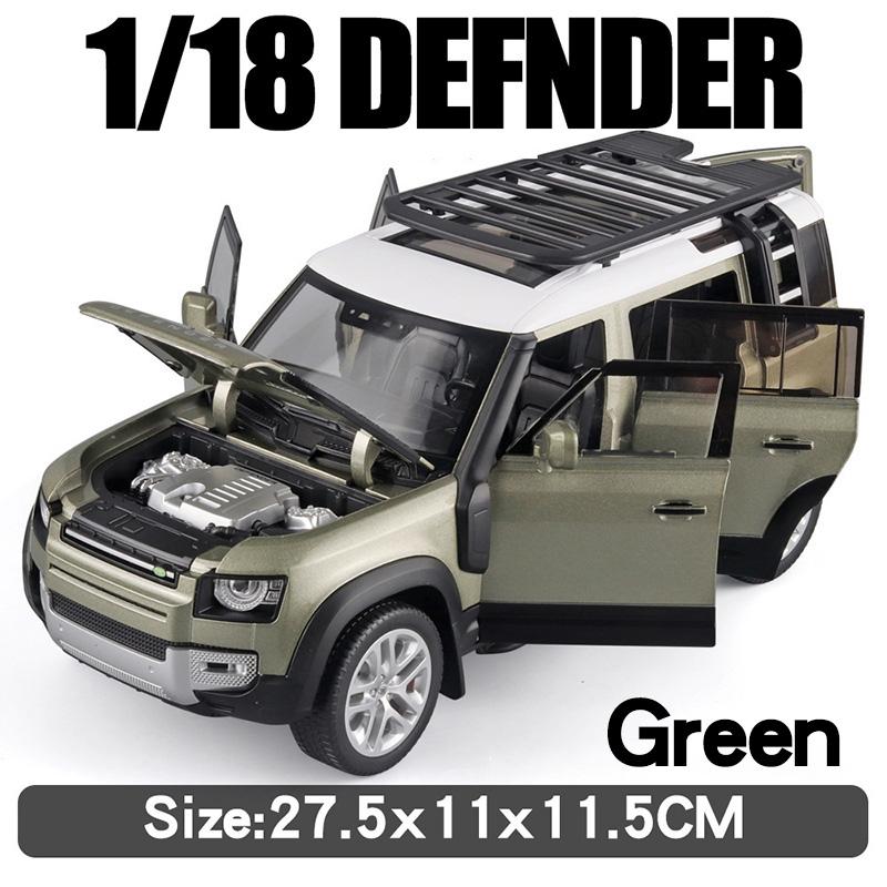 Large 1/18 Land Rover Defender Range Rover SUV Off-road Alloy Model Car Die-cast Vehicle Collection Sound and Light Pull Back Boy Toy Children's Gift
