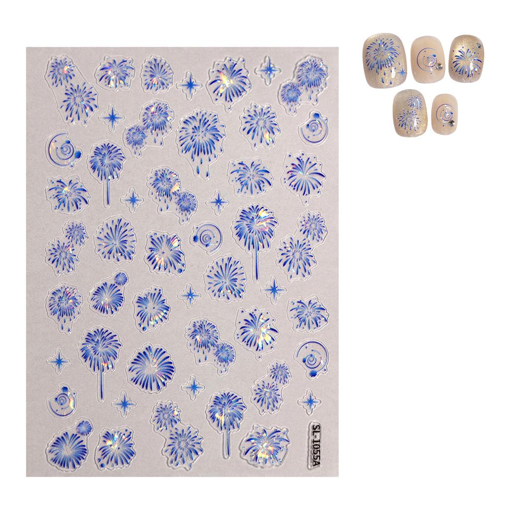 Christmas Pattern Nail Stickers Self Adhesive Embossed Sticker Nail Supplies Suitable for Nails Art Decorations