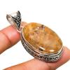 Rock Fossil Gemstone Handmade 925 Silver Plated Jewelry Pendant 2.08"