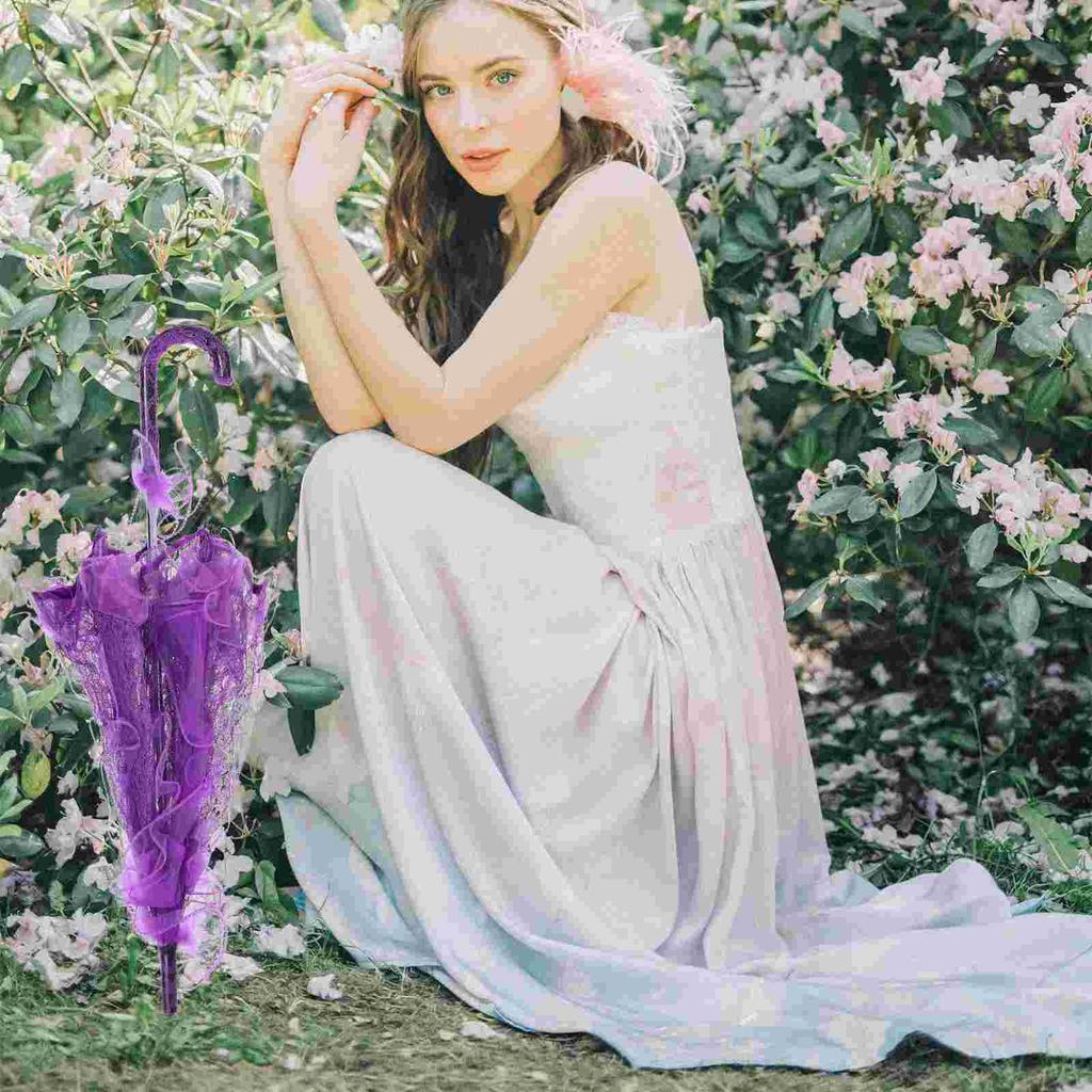 Кружевной зонтик фото реквизит платья подружек невесты элегантный зонтик в стиле вестерн для девочек фиолетовый железный свадебный белый