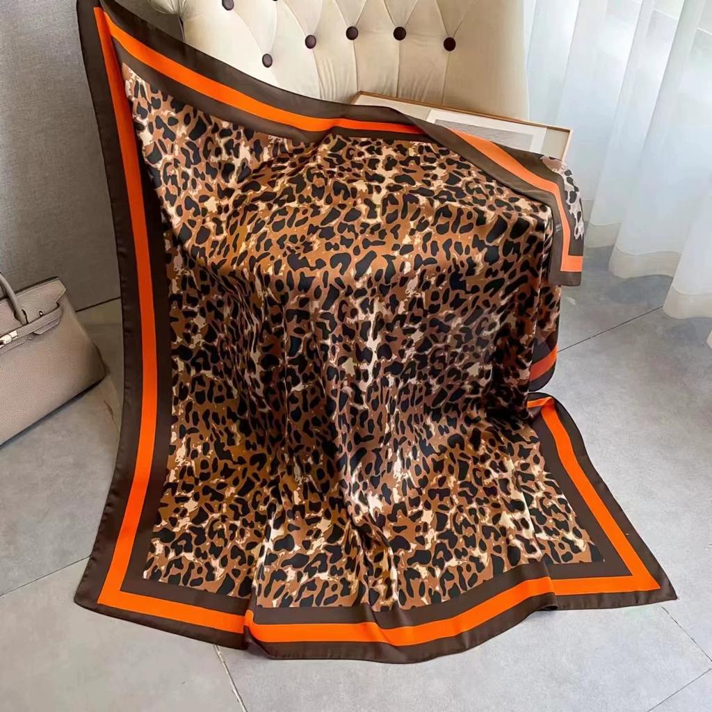 110cm Large Sqaure Scarf Printed Imitation Silk Scarf Women's Hadscarf