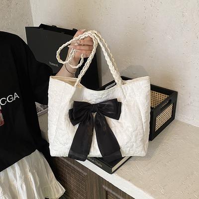 Сегодняшняя популярная сумка через плечо для通勤, женская новая модная универсальная милая сумка-багет с бантом, сумка-тоут