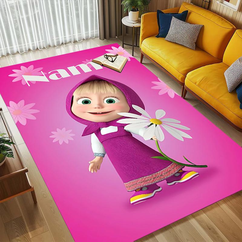 Personalized Name Pink Heart Living Room Non-Slip Area Rug Soft Carpet for Bedroom Kids Playroom Sofa Office Home Decor Doormat