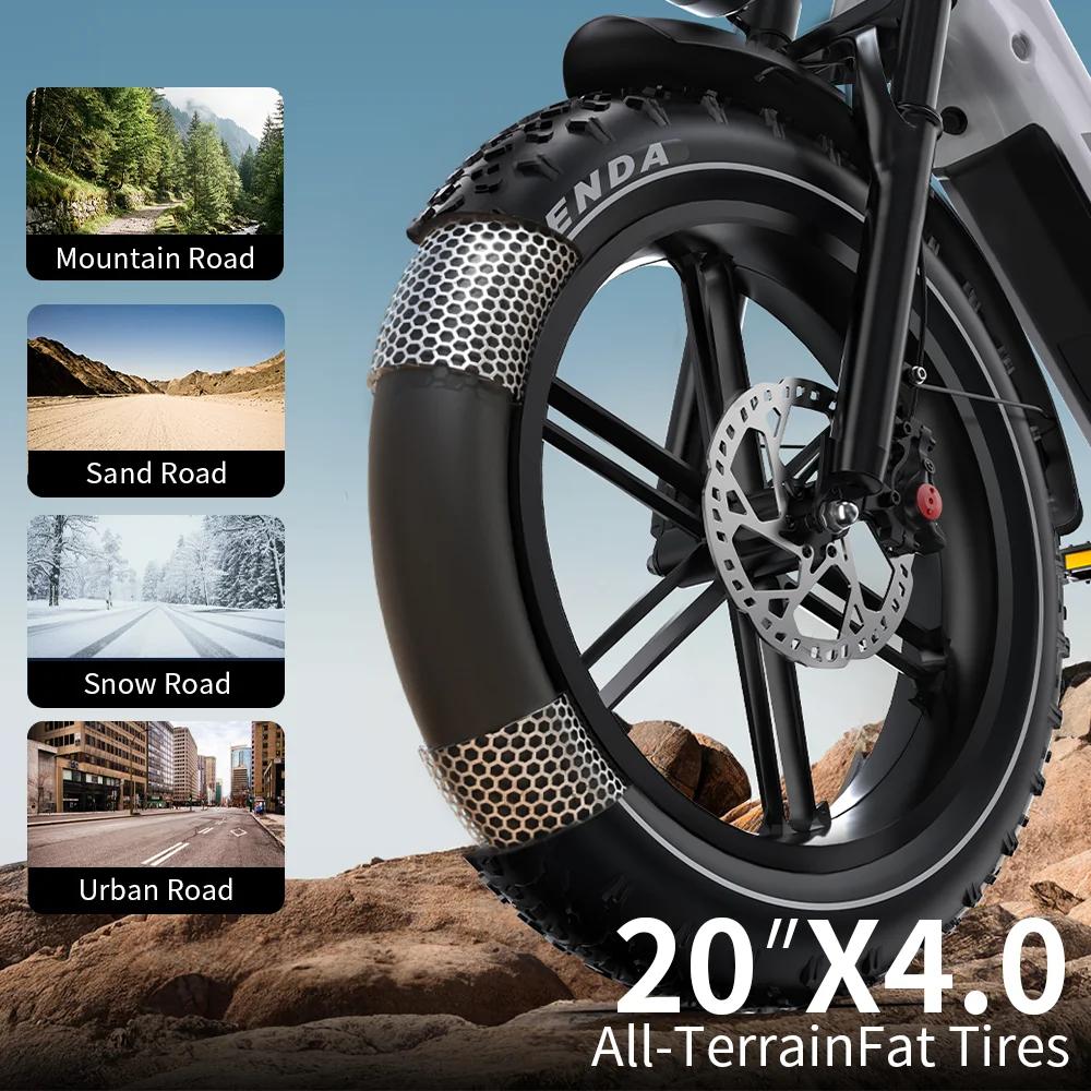 ONESPORT OT08 pro Electric Bike 48V 36AH Dual Battery System up to 40 Km/h Speed 20 Inch Fat Tire with Hydraulic Brakes And App Control