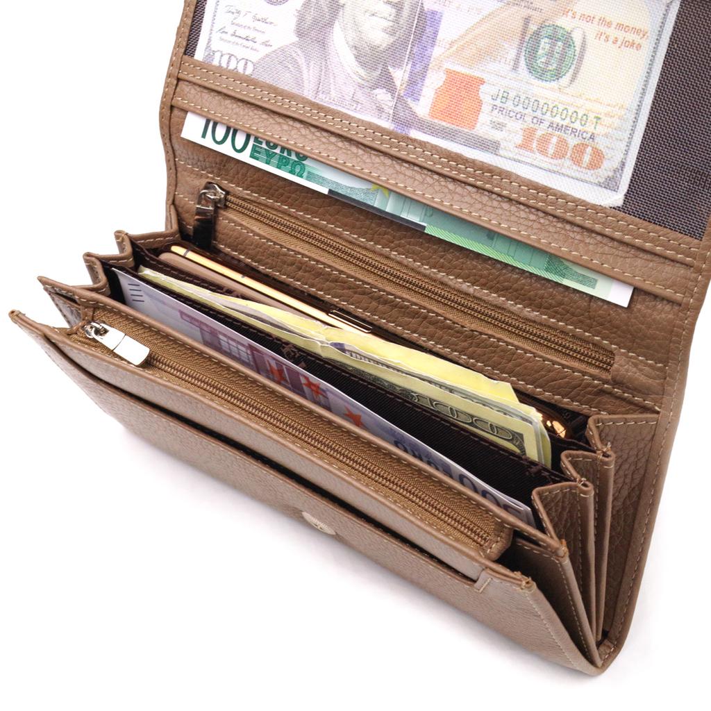 Женское портмоне с монетницей из натуральной кожи CANPELLINI Wallet 21523 Бежевое