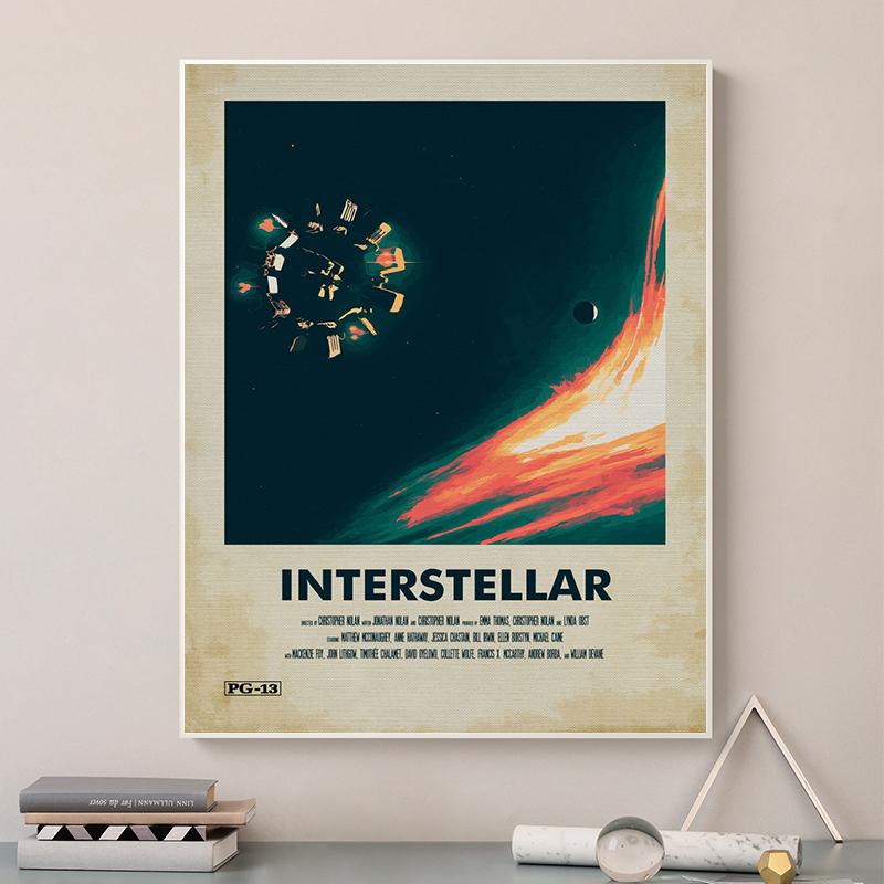 Классический научно-фантастический фильм «Интерстеллар» постер с печатью на холсте, персонажи фильма, винтажная настенная картина для гостиной, украшение дома