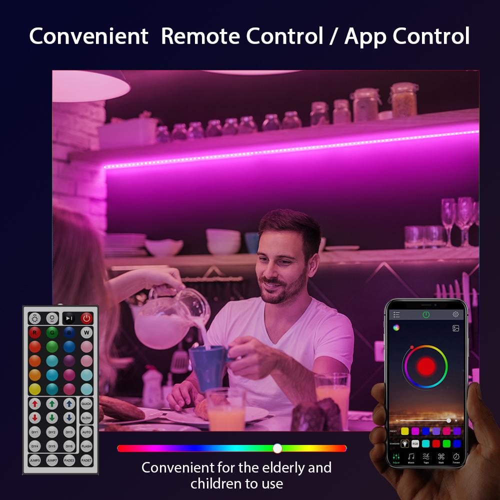 Светодиодная лента Nexillumi 5050 RGB, 5 м/10 м/15 м/20 м/30 м, управление через приложение Bluetooth, синхронизация музыки, лента с адаптером 12 В/24 В для декора