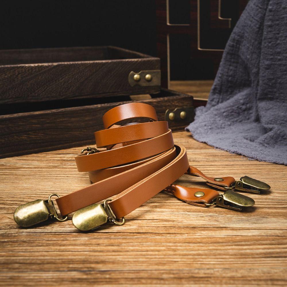 Ретро Подтяжки для Мужчин Черный Зажим для Подтяжек Простые Кожаные Подтяжки Деловые