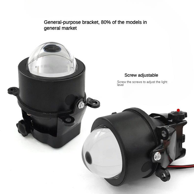 Car LED Fog Lamp Double Light Lens Fish Eye Lamp Super Bright Far and Near Integrated White Light Yellow Light Modified Anti-fog Lamp Universal