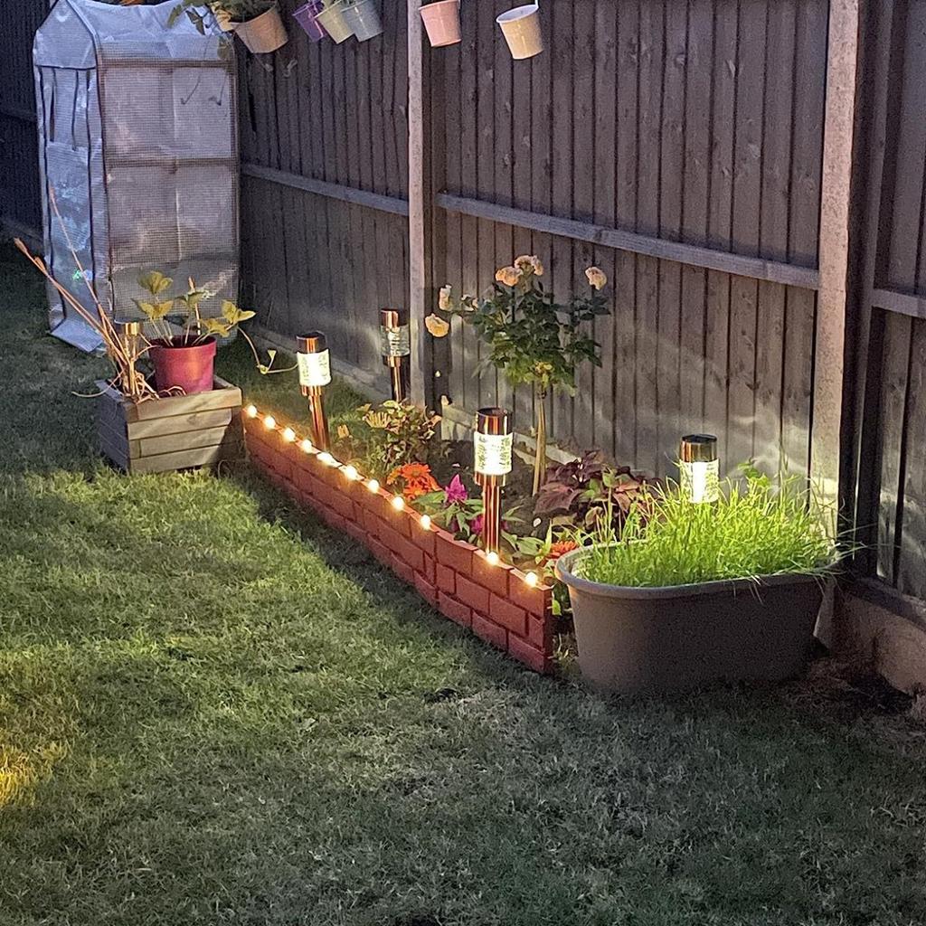 4 - Piece Garden Plastic Brick Fence with Solar Lights , Cross - Border Hot Seller , PP Material