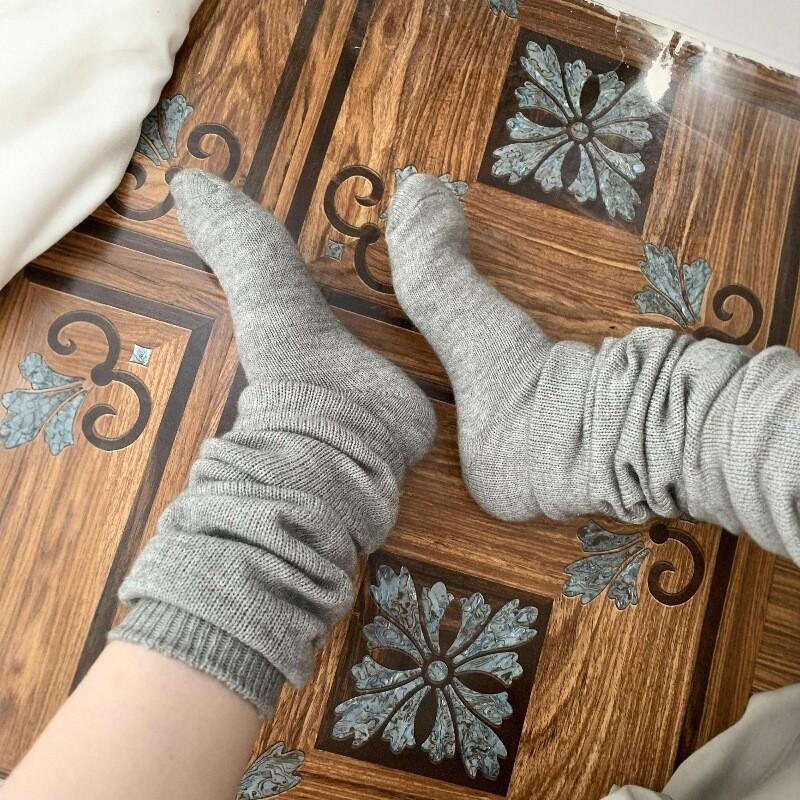 Autumn And Winter Korean Lazy Bubble Socks, Thin Girl Japanese Jk Knitted Skin-Friendly Stacking Socks, Soft Waxy Calf Socks