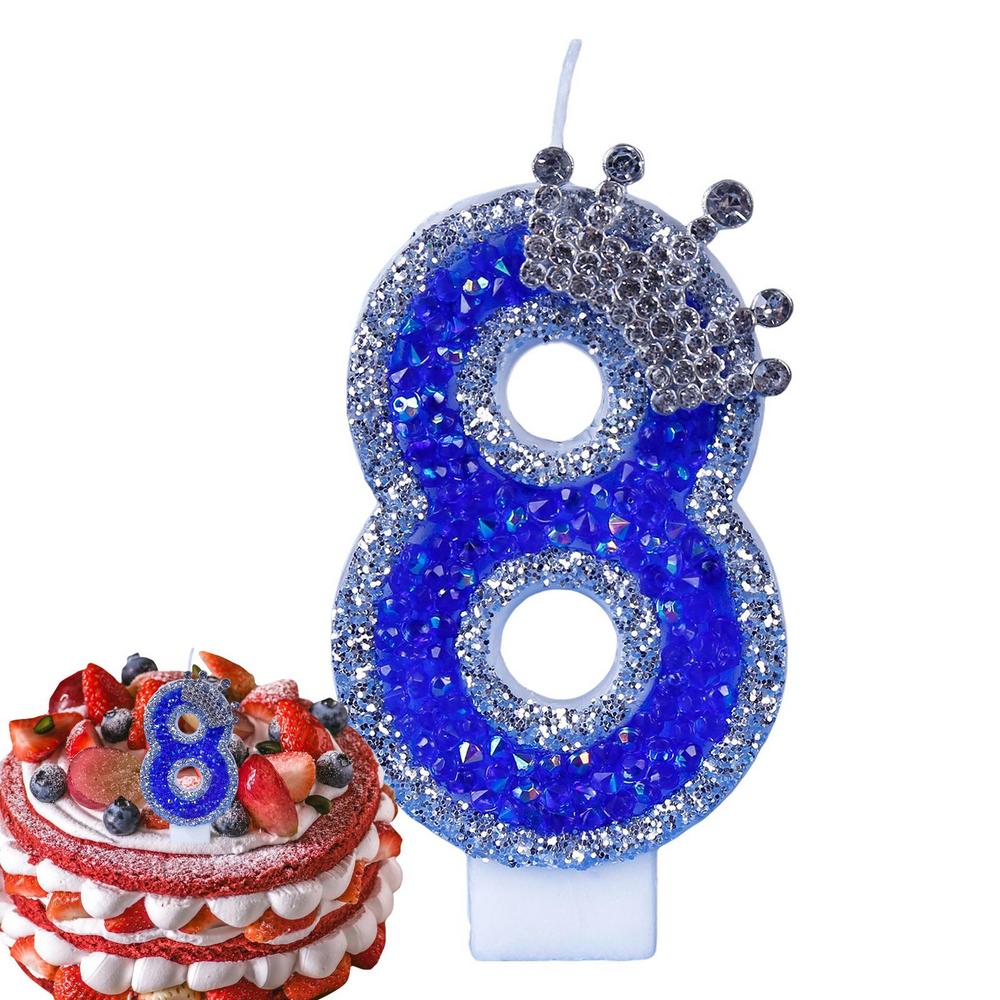 Синие свечи на день рождения, блестящие синие свечи для торта, 3D-фигурные украшения для торта, украшения для свадеб, тематических вечеринок