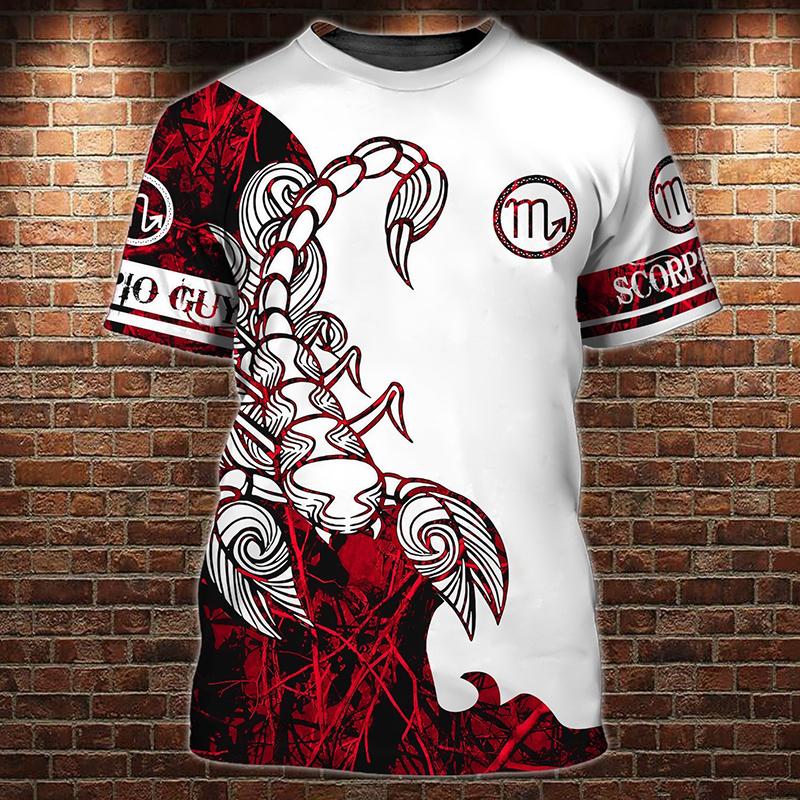Мужская футболка с изображением животных, футболки с 3D принтом Скорпиона, забавные футболки, модная повседневная мужская уличная одежда, мужская одежда больших размеров