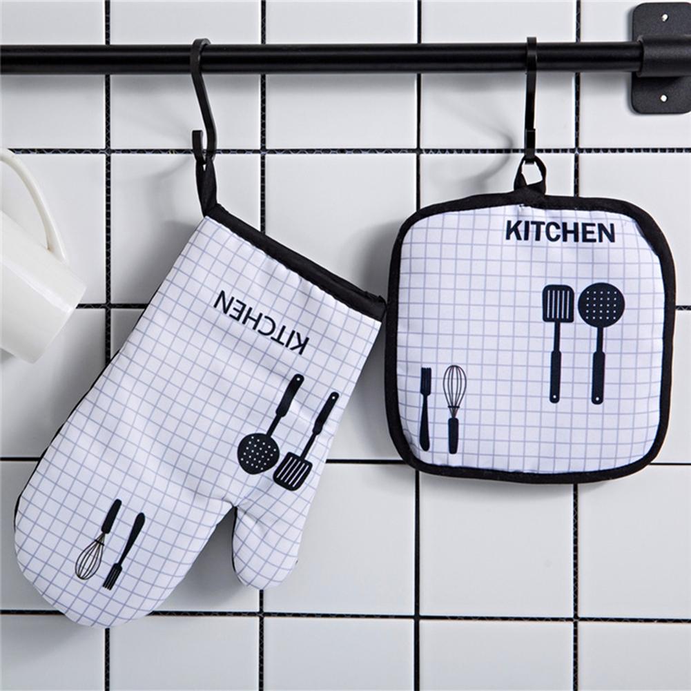 2Pcs Oven Mitts Pot Holders Sets Cute Print Heat Resistant Kitchen Mittens Cooking Gloves For Microwave BBQ Baking Grilling