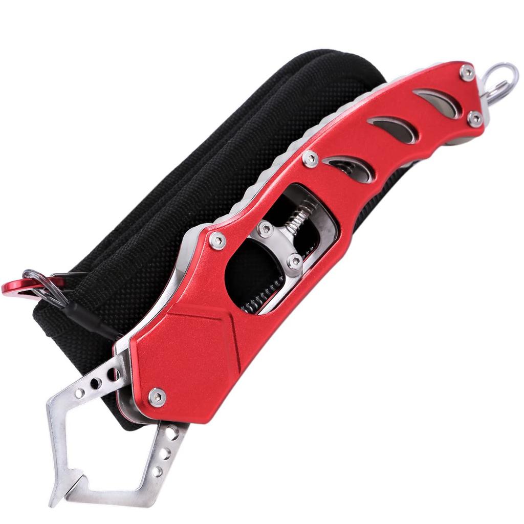 Contyu Fish Stainless with Rope and Holder for Fall Prevention Fishing Grip Grip, Rust-Resistant Steel, Fluorescent, 210g, (Red, 22)