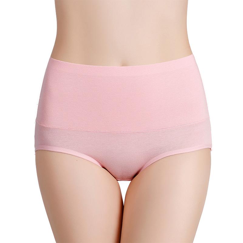Women Plus Size Solid Color M-7XL Briefs Underwear High Waist Panties Cotton Underpants Lingerie