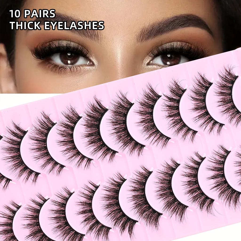 10 Pairs of Thick False Eyelashes Three-dimensional Curled Fluffy Horn-shaped Cat Eyelashes 2026
