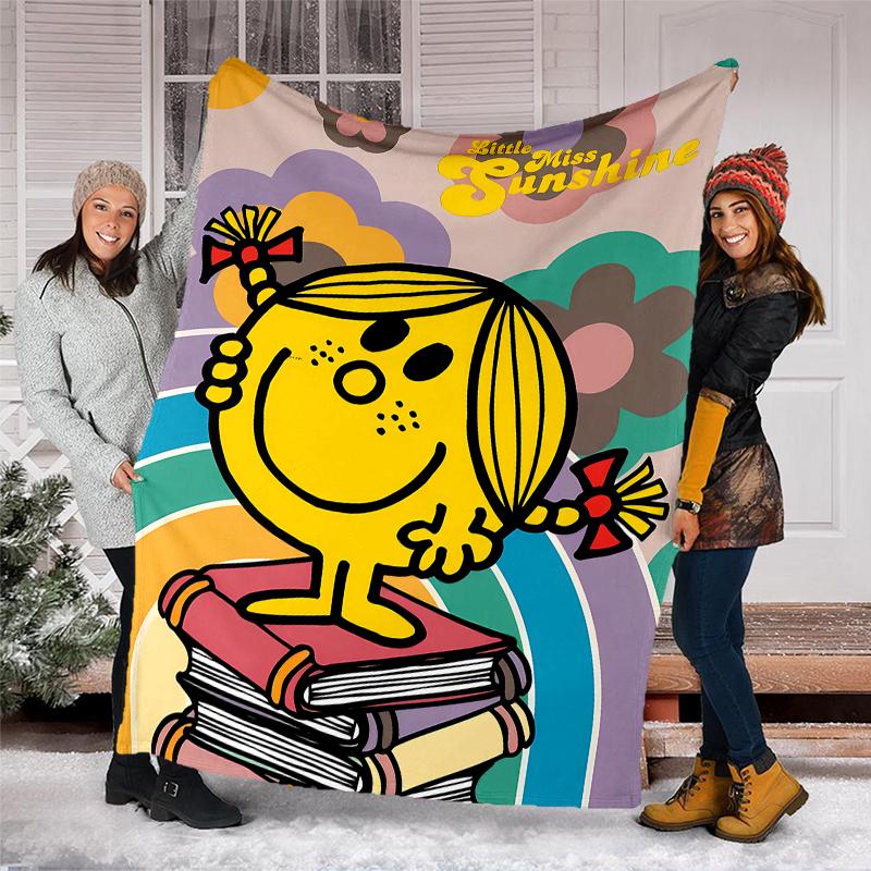 Mr. Men and Little Miss Theme Printed Blanket - Perfect for Couch, Bed, Travel & Outdoor Use | Machine Washable, Cozy & Durable.