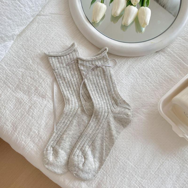 5 пар женских летних тонких носков-гольф с милым кружевом и бантом