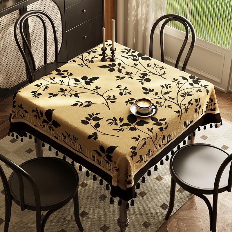 French Placemats Waterproof Tablecloth Heat-resistant and Washable Desk Cover Square Tassel Covers Dust-proof Easy To Clean 1pcs