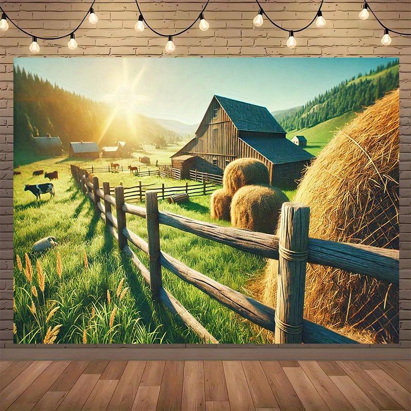 1 piece of farm background wall hanging cloth under sunlight  background decoration  room and photography studio props