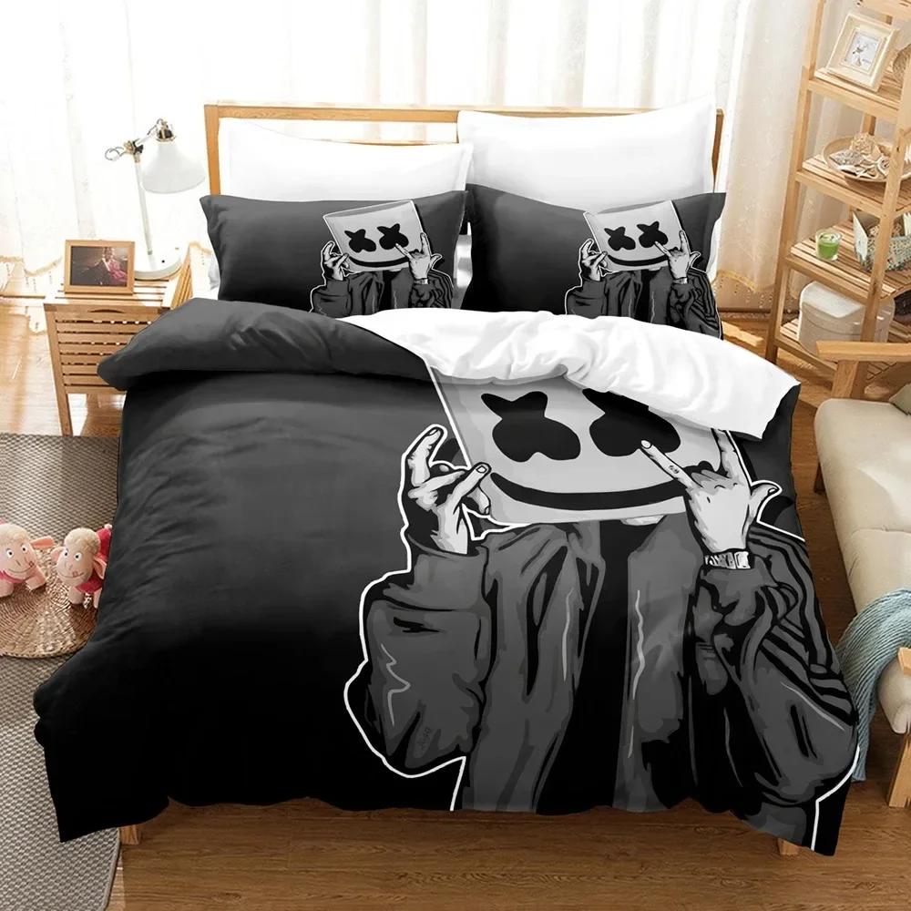 DJ Marshmello Bedding Set Single Twin Full Queen King Size Hip Hop Bed Set Aldult Kid Bedroom Duvetcover Sets 3D Print 035