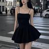 Французский подтяжка черный маленькое черное платье с нагрудной подушечкой летняя талия юбка стройнящая Хепберн новое платье узкая юбка