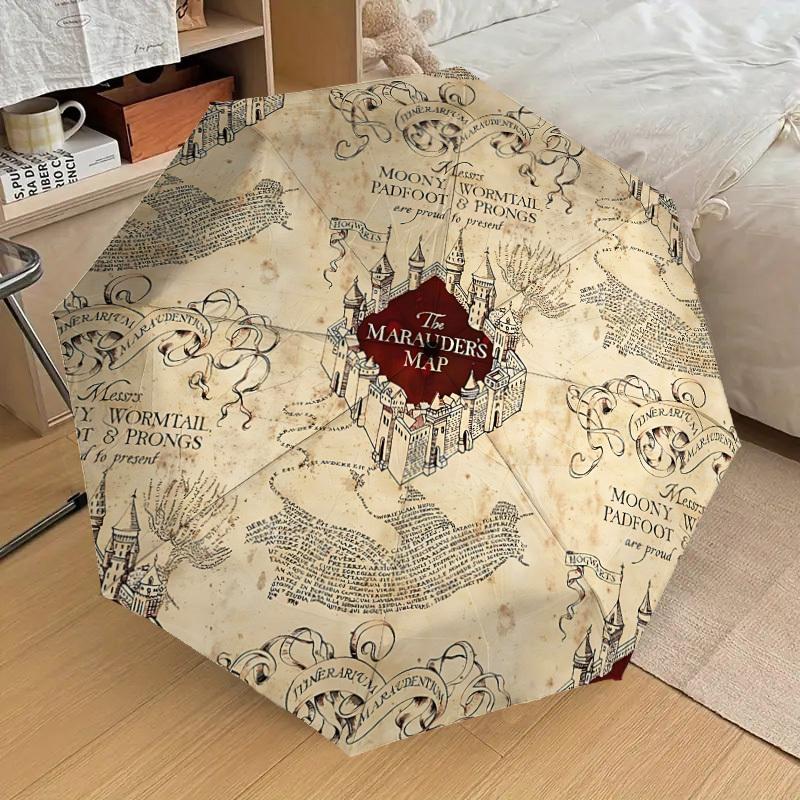 1PC Warner Marauder's Map Hogwarts Automatic Open/Close Umbrella with Windproof, 41-Rib Sturdy Canopy, Durable Ribs1258A