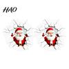 Easy to Apply Holiday Window Stickers 3D Santa Claus Wall Sticker, Realistic Breaking Decal for Christmas Decoration, Decor Living Room Waterproof PVC