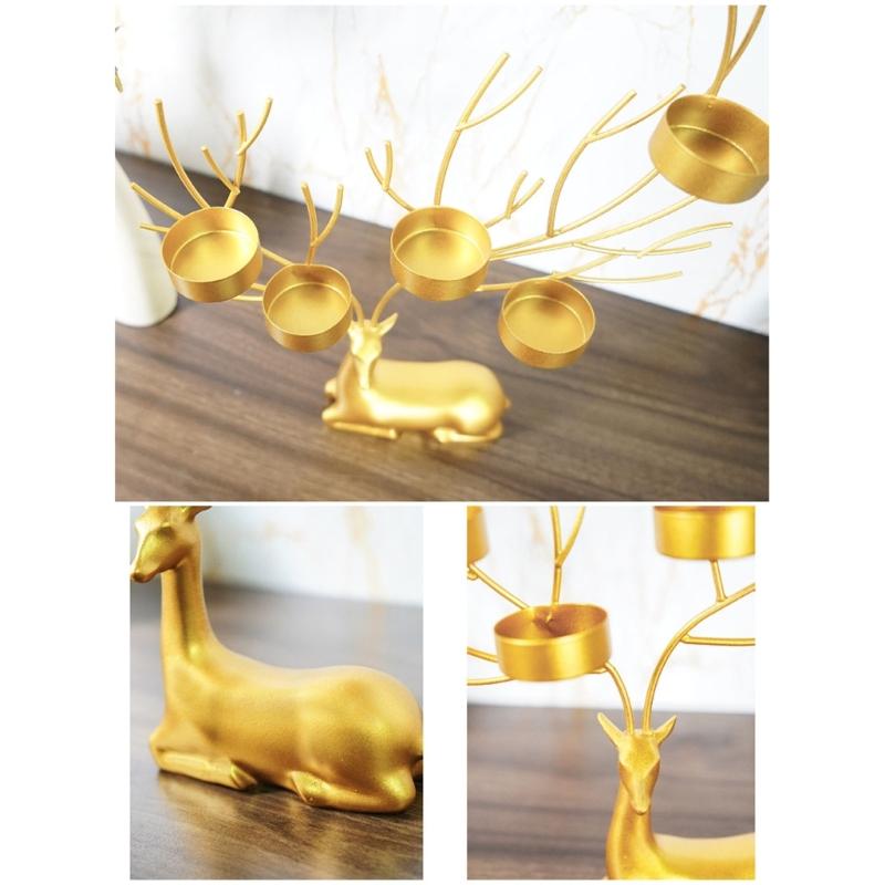 Elk Candlesticks Iron Deer Candle Holder Christmas Decors Metal Wedding Candelabra for Table Centerpieces Desktops