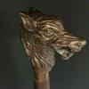 Walking Stick Wolf Head Copper Antique Metal Handle Wooden Vintage Cane