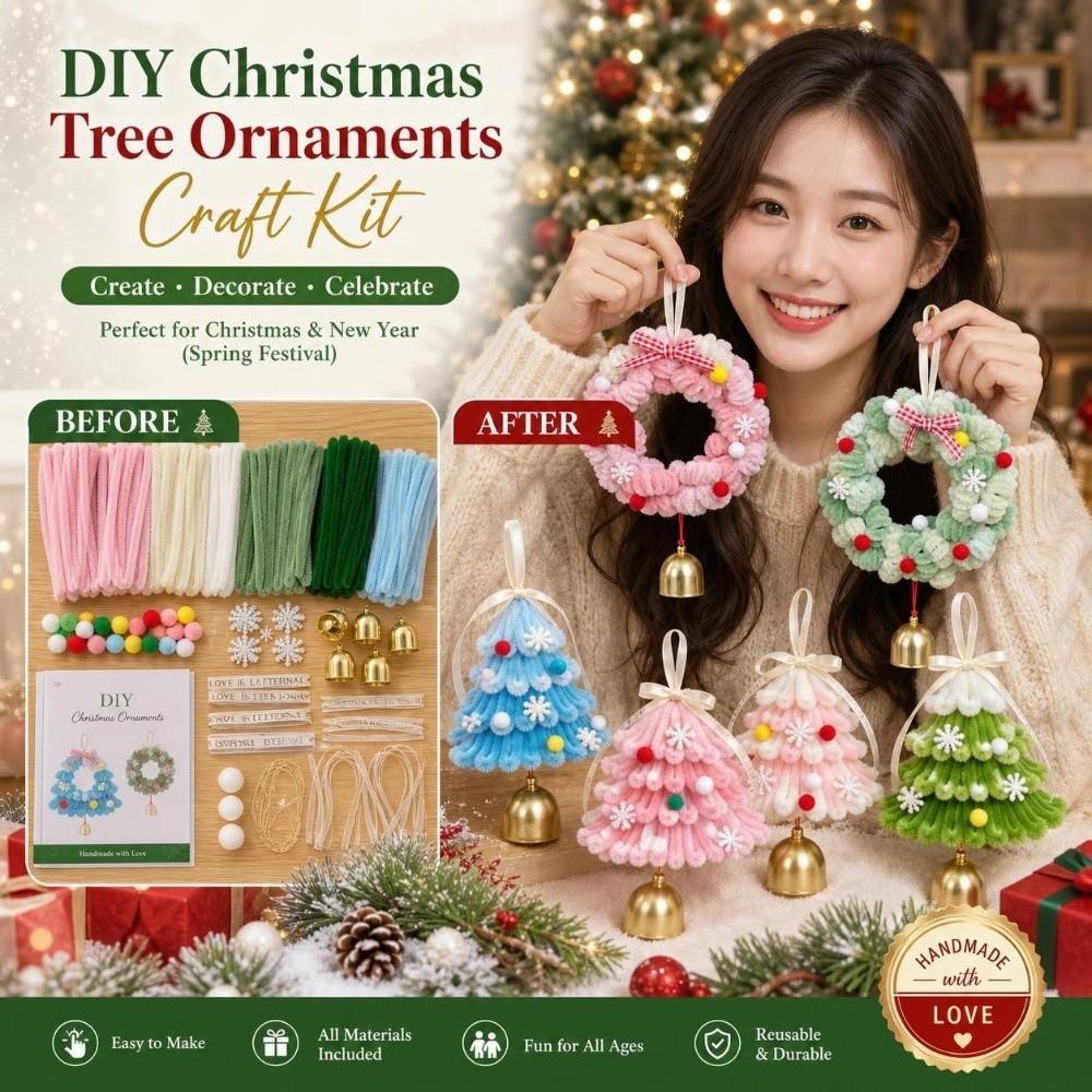 Christmas Ornaments Chenille Stems Stick Set Xmas Tree Christmas Wind Chime New Year