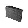 Coach L-Zip 33 Monogram Coated Canvas And Calfskin Laptop Briefcase Zipper Folder Clutch Men bags Charcoal C3144-QBCHR