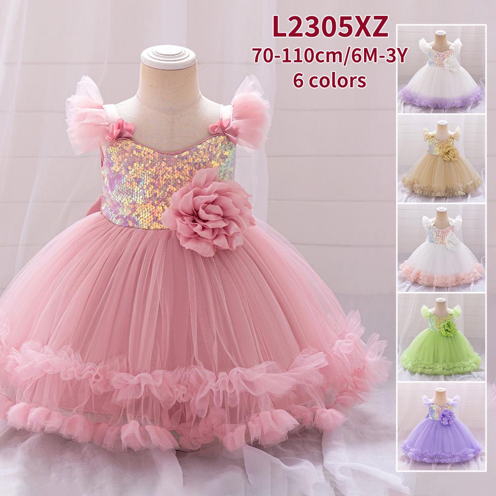 Платье принцессы с пайетками и рукавами-крылышками для малышей - праздничная пышная юбка из тюля