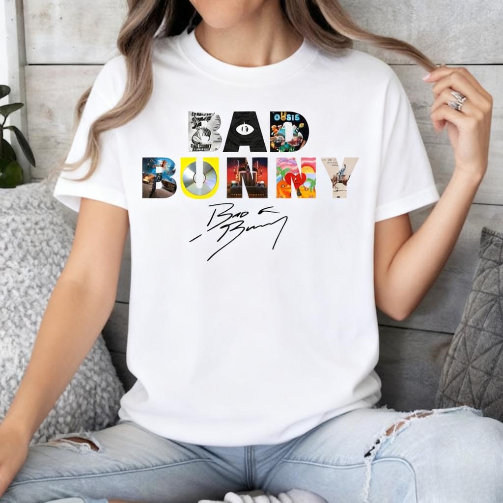 Adults Women Bad Bunny Cotton Casual Printed Short Sleeves T-shirt Tops