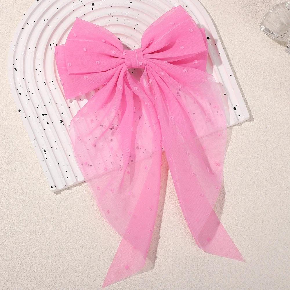 LOVEKIKI 1 шт. Заколки для волос для девочек с длинным большим бантом из атласа с плавающим эффектом для затылка, 6-дюймовый бант, в горошек, темпераментные, элегантные аксессуары для волос