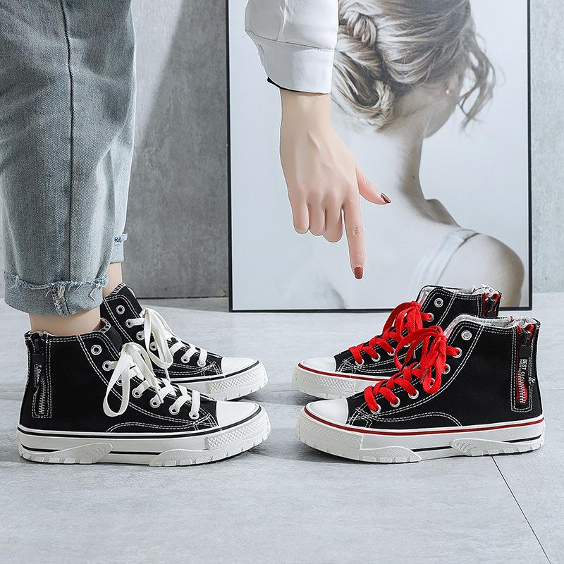 Осенняя новая тканевая обувь, индивидуальный стиль, тренд, студенческая повседневная обувь, универсальная корейская версия, высокие холщовые туфли для пар