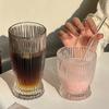 4 шт. Набор вертикальных стеклянных кружек с зернистостью 280 мл/370 мл, кружки для молока и латте, персонализированные маленькие бокалы для вина в форме талии, коктейльные кружки