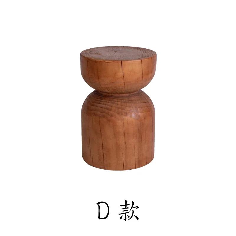 Сплошная сосна Домашний журнальный столик Табурет Короткий пенек Стиль Ваби-саби Мебель для гостевого дома Креативное деревянное украшение