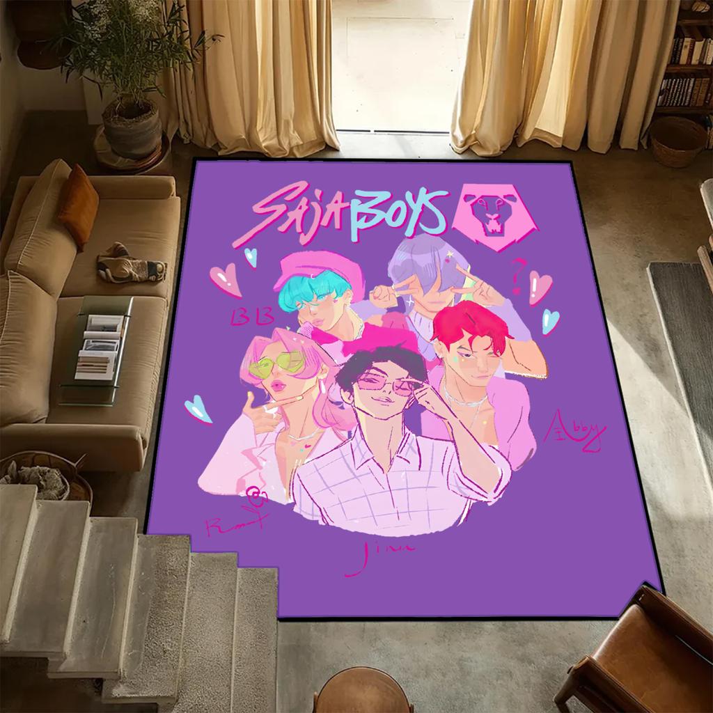 D-Demon H-Hunters Carpet K-POP Flannel Rug Bedroom Decor Kid Nonslip Carpet Floor Mat Surface Comfortable Carpet Birthday Gift