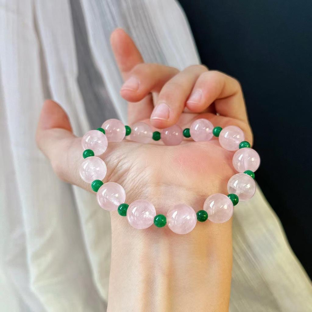 Retro Natural Powder Crystal Contrasting Color Jade Color Quartzite Gypsy Star Bracelet Atmosphere Bracelet Female Girlfriend