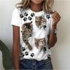 Funny Cat Graphic T Shirt for Women Cartoon Animals 3D Printed Summer Oversized Short Sleeve Tees Streetwear Tops Size XS-6XL