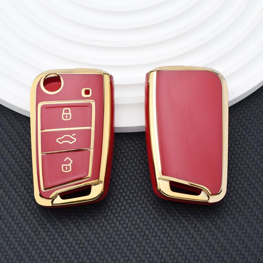Чехол для автомобильного ключа из ТПУ для VW Golf 7 MK7 VII Tiguan Polo Skoda Octavia A7 Kodiaq Seat Ateca Leon с 3 кнопками