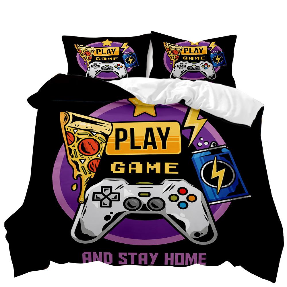 Gamepad Mobile Game Elements 3D Digital Printing Bed Three-Piece Kit Quilt Cover