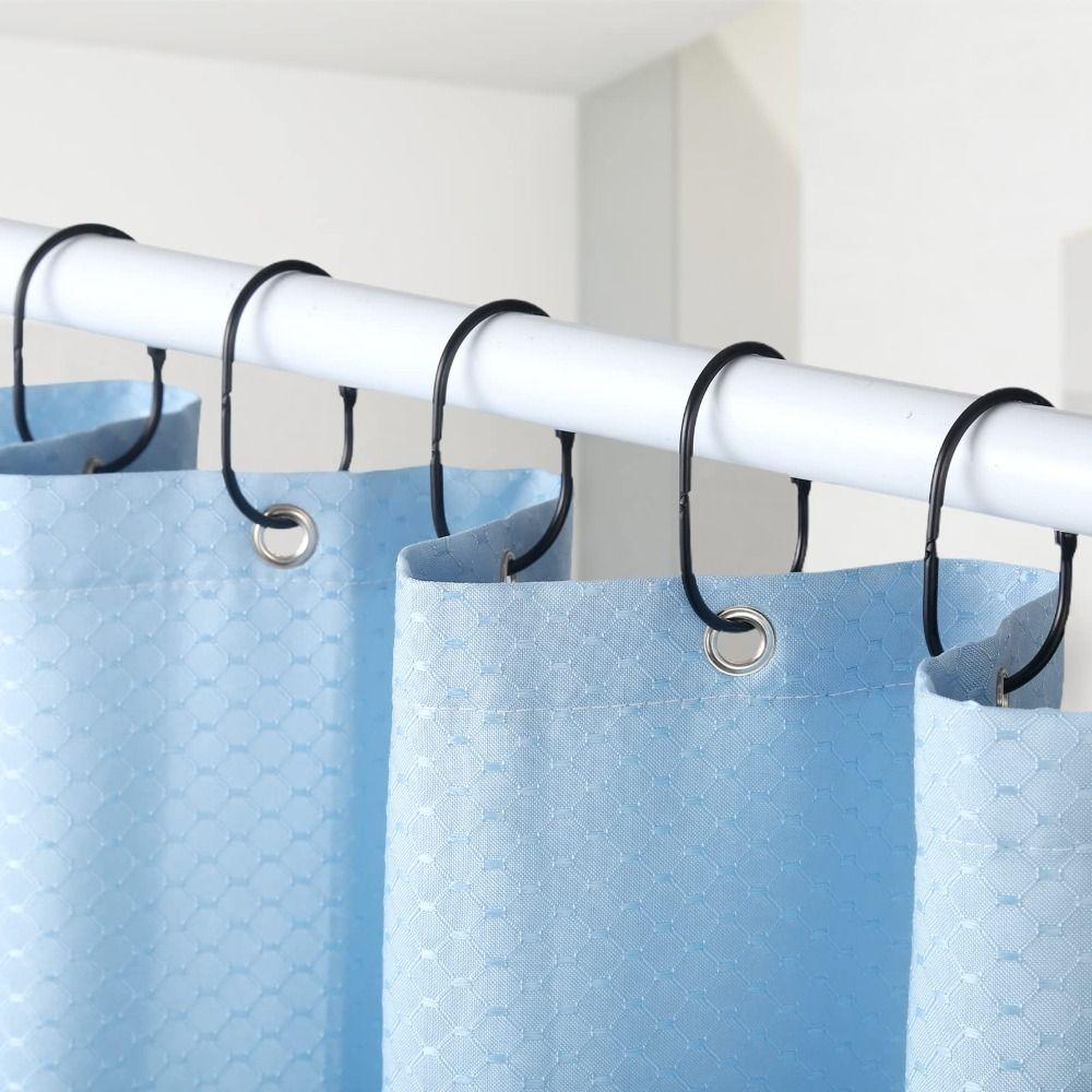 12 Pcs Glide Smoothly Oval Shower Hooks Rust Proof Shower Curtain Rod Hangers Home