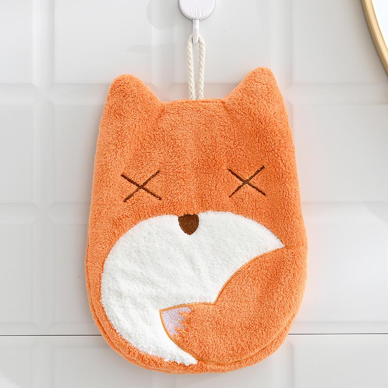 1 шт. супер впитывающее подвесное полотенце с вышивкой кота, домашний декор двойного назначения, коралловое бархатное полотенце для рук, принадлежности для ванной комнаты