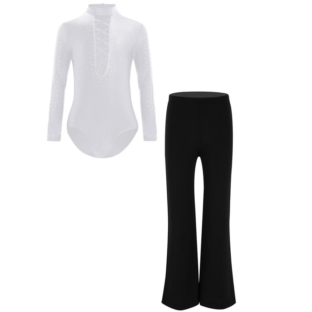 Танцевальный костюм для мальчиков, сетчатый лоскутный купальник, перекрещивающиеся бретели спереди, стразы, штаны, комплект для выступления на сцене