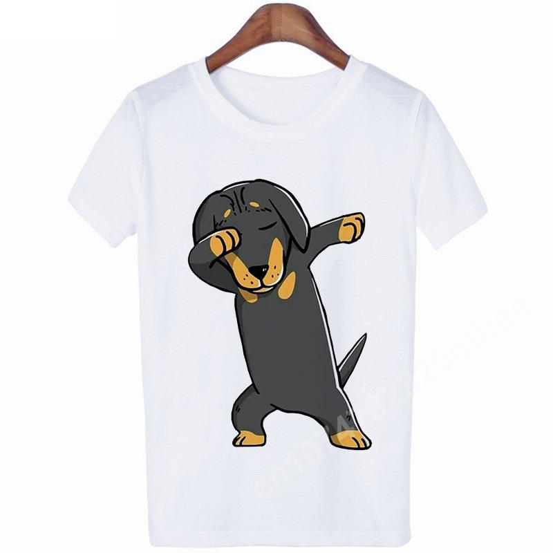 Funny Dachshund Dog Print T-Shirts For Women Short Sleeve Y2K Top Harajuku Graphic T Shirt Kawaii Clothing Oversized Casual Tee